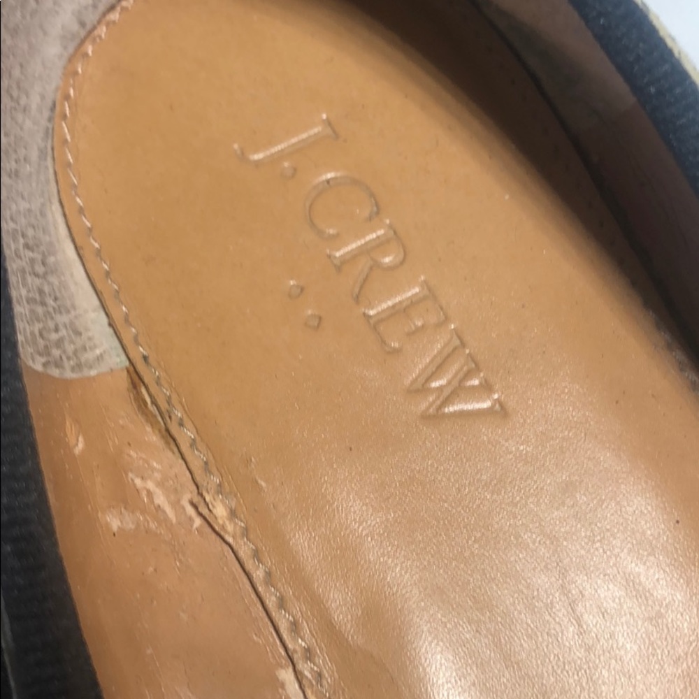 J. Crew Leather Python Print Ballet Flat Black Si… - image 8